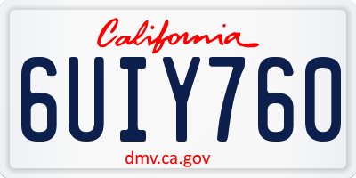 CA license plate 6UIY760