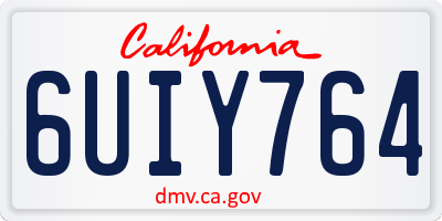 CA license plate 6UIY764
