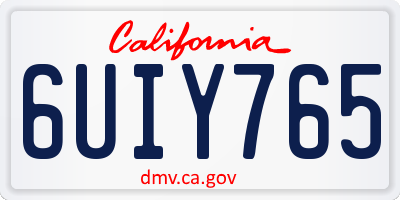 CA license plate 6UIY765