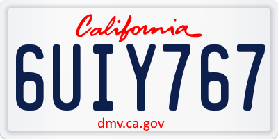 CA license plate 6UIY767