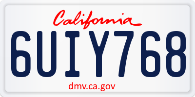 CA license plate 6UIY768