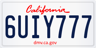 CA license plate 6UIY777