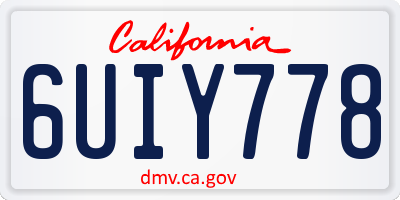 CA license plate 6UIY778