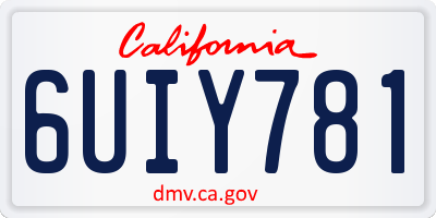 CA license plate 6UIY781