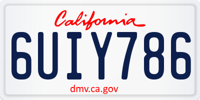 CA license plate 6UIY786