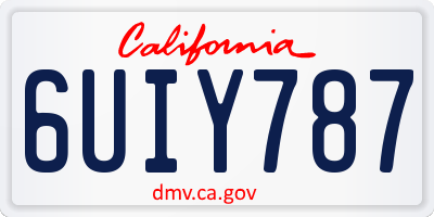CA license plate 6UIY787