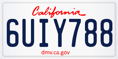 CA license plate 6UIY788