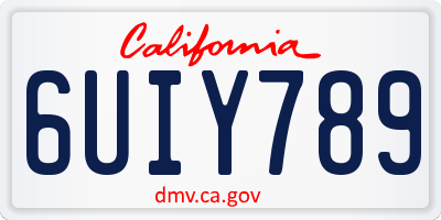 CA license plate 6UIY789