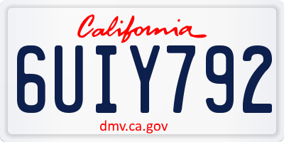 CA license plate 6UIY792
