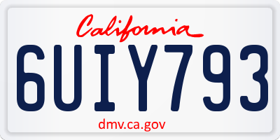 CA license plate 6UIY793