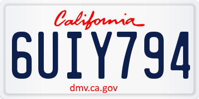 CA license plate 6UIY794
