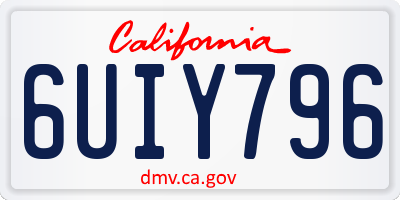 CA license plate 6UIY796