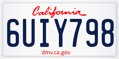 CA license plate 6UIY798