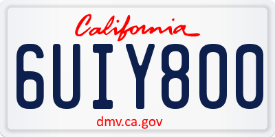 CA license plate 6UIY800