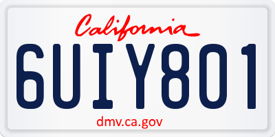 CA license plate 6UIY801