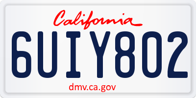 CA license plate 6UIY802