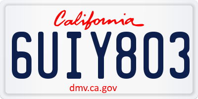 CA license plate 6UIY803