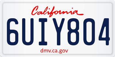 CA license plate 6UIY804