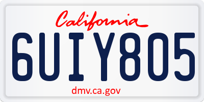 CA license plate 6UIY805