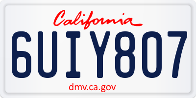 CA license plate 6UIY807