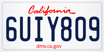 CA license plate 6UIY809