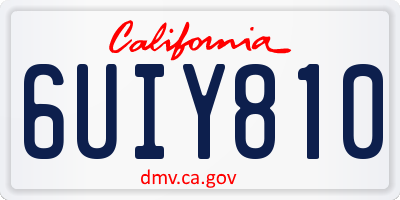CA license plate 6UIY810