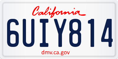 CA license plate 6UIY814
