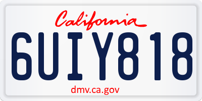 CA license plate 6UIY818