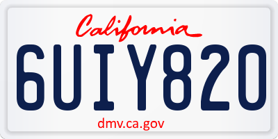 CA license plate 6UIY820