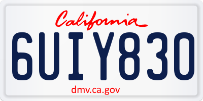 CA license plate 6UIY830