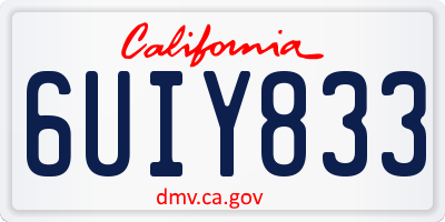 CA license plate 6UIY833