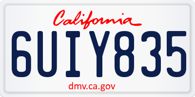 CA license plate 6UIY835