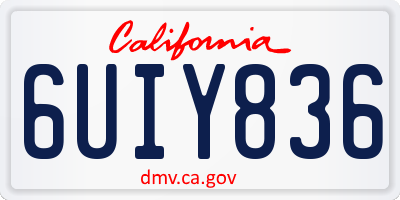 CA license plate 6UIY836