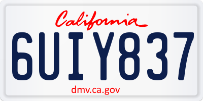 CA license plate 6UIY837