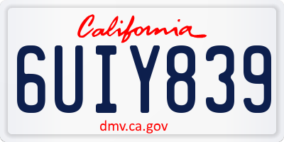 CA license plate 6UIY839