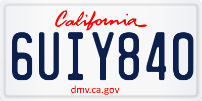 CA license plate 6UIY840