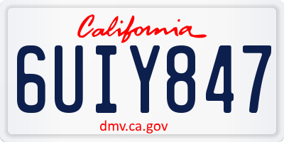 CA license plate 6UIY847