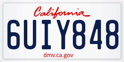 CA license plate 6UIY848