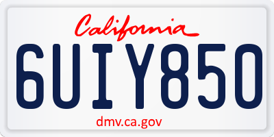 CA license plate 6UIY850