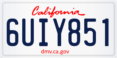 CA license plate 6UIY851