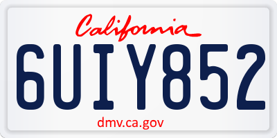 CA license plate 6UIY852