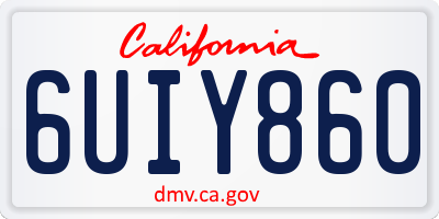 CA license plate 6UIY860