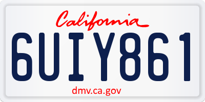 CA license plate 6UIY861