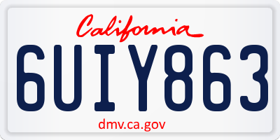 CA license plate 6UIY863
