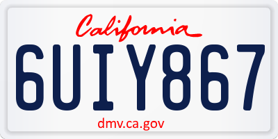 CA license plate 6UIY867