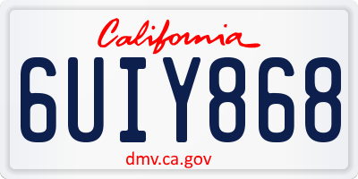 CA license plate 6UIY868