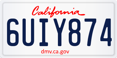 CA license plate 6UIY874