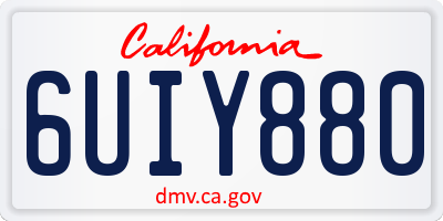 CA license plate 6UIY880