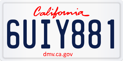 CA license plate 6UIY881