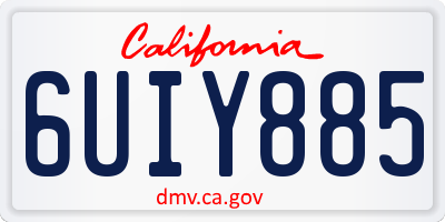CA license plate 6UIY885